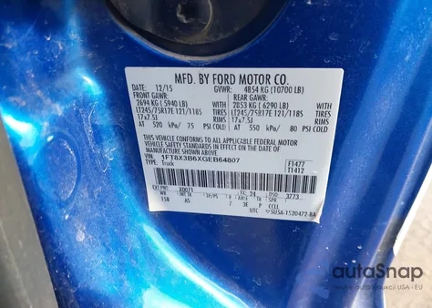 2016 Ford F-350 z USA, uszkodzony, nr VIN 1FT8X3B6XGEB64807